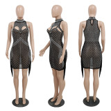 Sexy See-Through Beaded Fashion Fringed Bodycon Slim Dress