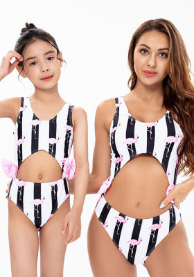 Parent-child swimsuit one-piece bikini flamingo children bikini mother and daughter swimwear