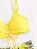 Swimsuit Ladies Sexy Two Pieces High Waist Bikini Leaf Print Swimsuit