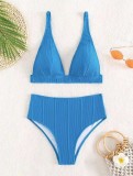 Solid Color Two Pieces Sexy Triangle Bikini Female Swimsuit