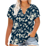 Summer Loose Printed Short Sleeve T-Shirt Plus Size Women's Tops