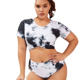 Women's Two Pieces Plus Size Swimsuit Tummy Control Swimsuit Top with Shorts Swimwear