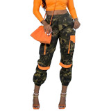 Spring Summer Camouflage Sexy Slim Fit Elastic Waist Casual Pants Women