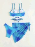 Three-Piece Swimsuit Triangle Mesh Skirt Lace-Up Swimsuit bikini