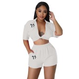 Women's Clothing Sexy T-Shirt Print Short Sleeve Two-Piece Set