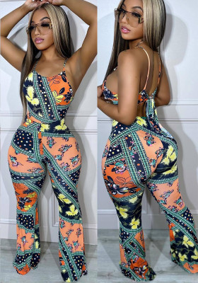 Women's printing digital high-definition printing suspenders Jumpsuit