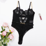 lace sexy See-Through metal sling mesh sexy teddy lingerie female