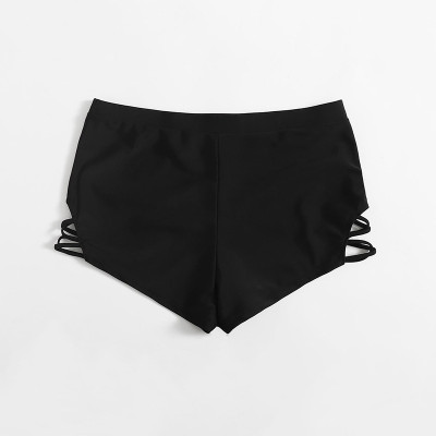 Women's High Waist Swim Shorts Solid Color Sexy Butt Lift Slim Fit Swim Shorts Plus Size