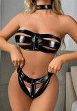 Sexy Lingerie Setpu Leather Sm Game Bra And Panty Set