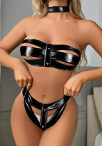 Sexy Lingerie Setpu Leather Sm Game Bra And Panty Set