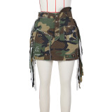 Women's Summer Fashion Camouflage Tassel Skirt