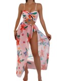 Women Bikini Two Pieces Floral Swimwear Maxi Dress