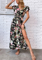 Women Summer Holidays Slit Floral Dress