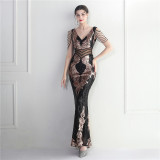 Women high-tech positioning flower heavy industry beading long mermaid evening dress suitable for formal occasions