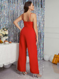 Plus Size Women Sexy Wide Leg Jumpsuit with Suspenders