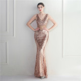 Women high-tech positioning flower heavy industry beading long mermaid evening dress suitable for formal occasions