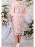 Plus Size Women Solid lace chiffon Shawl Sleeves Bodycon Dress