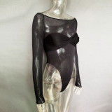 Women Off Shoulder See-Through Bodysuit