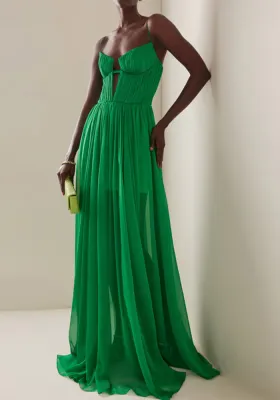 Women Solid Sleeveless Cut Out Maxi Dress