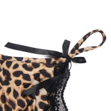 Plus Size sexy pajamas sexy lace leopard print suspender nightdress