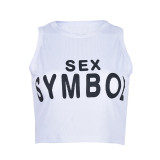 Summer Ladies T-Shirt Camisole Letter Print Crop Top