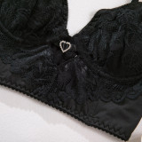 Heart Print rhinestone fashion lace sling Basic hollow sexy underwired bra