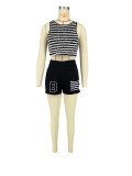 Summer Striped Shorts Tank Top Set Summer Sexy Casual Two-Piece Set For Women