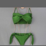 Feminine Swimsuit Low Back Twisted Strapless Two Pieces Bikini Swimwear