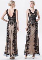 Sequin Dress Chic Deep V Slim Long Dress Evening Dress Women