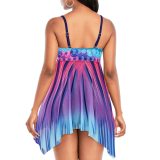 Sexy Floral Multicolor Print Two Pieces High Waist Swimsuit