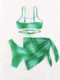 Three-Piece Swimwear Tie-Dye Two Piece Bikini Cover Up Skirt Set