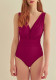 Swimwear Sexy Deep V Neck Slim Fit Simple Pure Color One-Piece Swimsuit Women