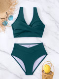 Bikini Solid Color Sexy Btwo Pieces Swimsuit Women