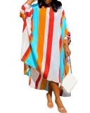 Stripe Print Loose Pullover Plus Size Women's Dress