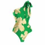 Sexy Female Retro One-Shoulder One-Piece Swimsuit Sunscreen Beach Skirt Two Piece Swimwear