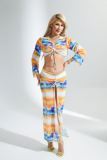 Tie-Dye Lace-Up Bikini Cardigan Oversized Skirt Four Piece Set