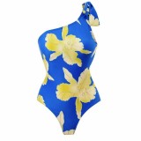 Sexy Female Retro One-Shoulder One-Piece Swimsuit Sunscreen Beach Skirt Two Piece Swimwear