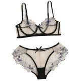 Ladies mesh lace print Two Pieces Sexy Lingerie