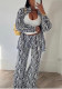 Women Long Sleeve Pleated Zebra Print Shirt and Wide Pants Casual Two-Piece Set