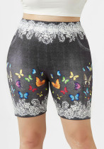 Plus Size Women Print Basic Short Cycling Shorts