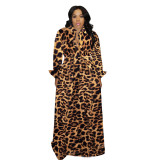 Plus Size Women Printed Long Sleeve Dress