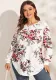 Plus Size Women Printed Long Sleeve backside Hollow out Top