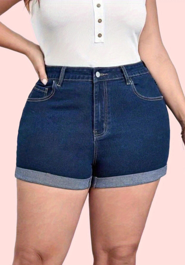 Women Summer Plus Size Stretch Denim Shorts