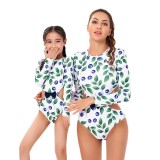 Female Parent-Child One-Piece Swimsuit Long-Sleeved Printed Sexy Swimwear