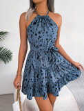 Spring/Summer Leopard Print Halter Neck Women's Casual Dress