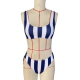 Women's Bikini Swimwear Two Pieces Stripes Print Sexy Low Back Swimsuit