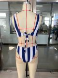 Women's Bikini Swimwear Two Pieces Stripes Print Sexy Low Back Swimsuit