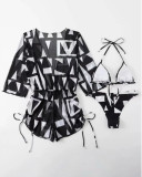 Three-Piece Swimsuit Women's Two Piece Cover Up Jumpsuit Sexy Swimwear