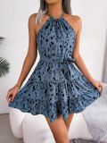 Spring/Summer Leopard Print Halter Neck Women's Casual Dress