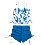 Two Pieces Swimsuit Square Leg Cover Belly Swimwear